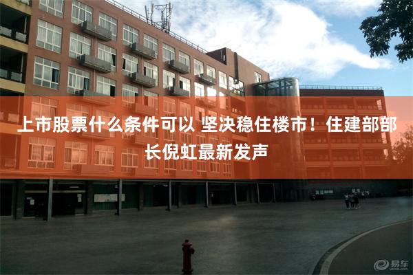 上市股票什么条件可以 坚决稳住楼市！住建部部长倪虹最新发声