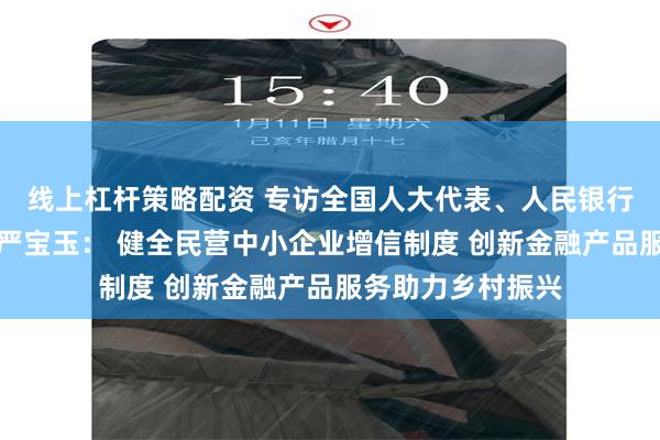 线上杠杆策略配资 专访全国人大代表、人民银行四川省分行行长严宝玉： 健全民营中小企业增信制度 创新金融产品服务助力乡村振兴